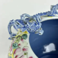 Antique Mille Fleur Chinese Bowl with a Dragon and Bat