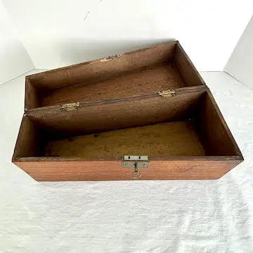 Antique Primitive Cherry Wood Trapezoid Shaped Box