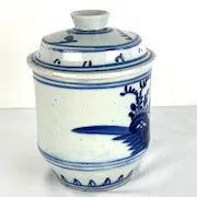 Antique Qing Blue and White Chinese Lidded Jar