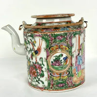 Antique Rose Medallion Qing Chinese Teapot