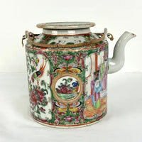 Antique Rose Medallion Qing Chinese Teapot