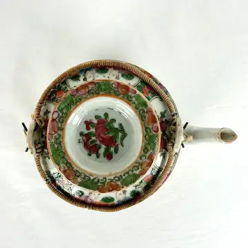 Antique Rose Medallion Qing Chinese Teapot