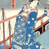 Antique Toyokuni III Kunisada Woodcut Print of Shamura Tanosuke III as Shinzo Nakoso