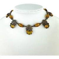 Art Deco Amber Tone Czech Choker Necklace