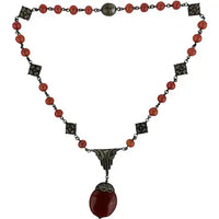 Art Deco Carnelian Glass Choker Necklace