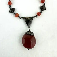 Art Deco Carnelian Glass Choker Necklace