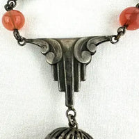 Art Deco Carnelian Glass Choker Necklace