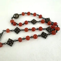 Art Deco Carnelian Glass Choker Necklace