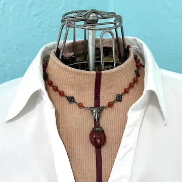 Art Deco Carnelian Glass Choker Necklace