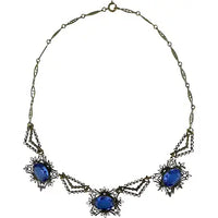 Art Deco Cobalt Blue Czech Glass Necklace