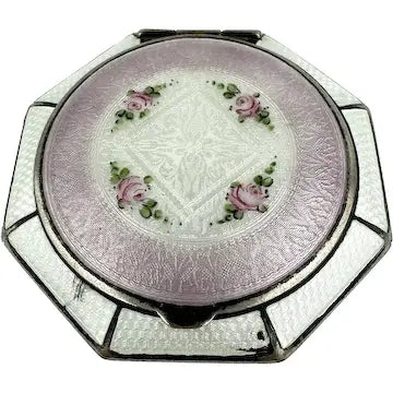 Art Deco FMCO Guilloche Enamel Compact