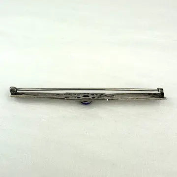 Art Deco Sterling Silver Lapis Bar Brooch