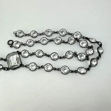 Art Deco Sterling Silver Paste Riviere Necklace