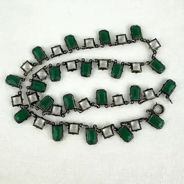 Art Deco Sterling Silver Paste Riviere Choker