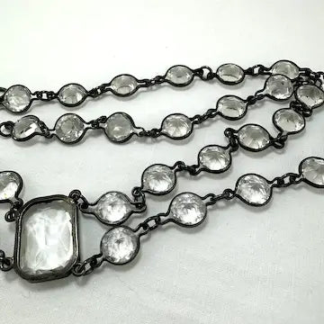 Art Deco Sterling Silver Paste Riviere Necklace