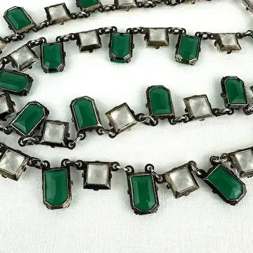 Art Deco Sterling Silver Paste Riviere Choker