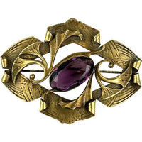 Art Nouveau Amethyst Glass Brooch