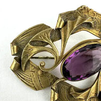 Art Nouveau Amethyst Glass Brooch