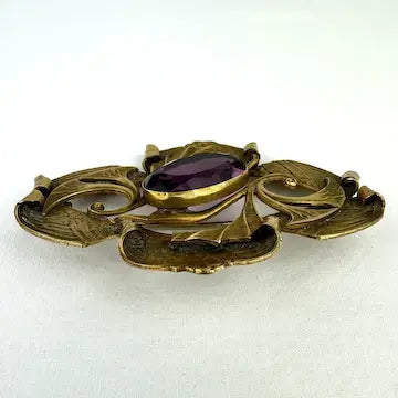 Art Nouveau Amethyst Glass Brooch