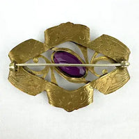 Art Nouveau Amethyst Glass Brooch