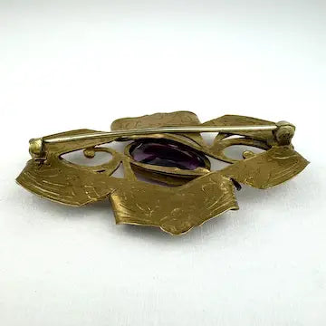 Art Nouveau Amethyst Glass Brooch