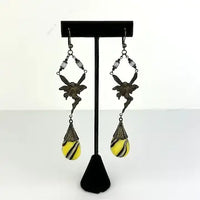 Art Nouveau Czech Saphiret & Art Glass Fairy Earrings