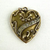 Art Nouveau Gold Filled Repousse Heart Shaped Locket