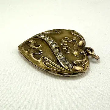 Art Nouveau Gold Filled Repousse Heart Shaped Locket