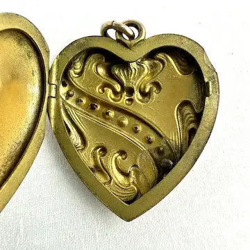 Art Nouveau Gold Filled Repousse Heart Shaped Locket