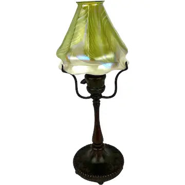 Art Nouveau Tiffany Pulled Feather  Lamp As Found