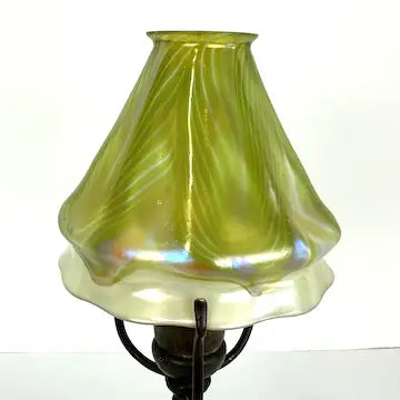 Art Nouveau Tiffany Pulled Feather  Lamp As Found