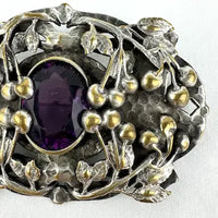 Arts and Crafts Amethyst Glass Brooch