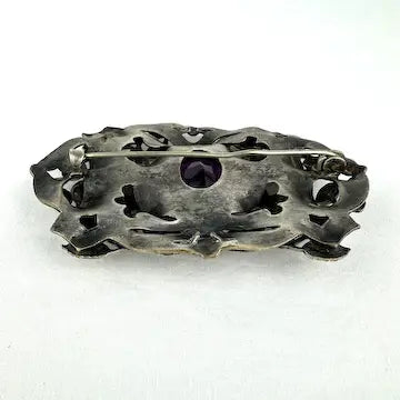 Arts and Crafts Amethyst Glass Brooch