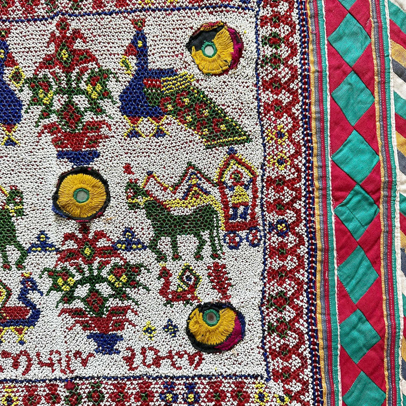 Beaded Chakla Cloth Gujarat Saurashta Textile from India