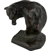 Bronze Cat Licking his Paw by Edmond-Achille Crepin