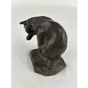 Bronze Cat Licking his Paw by Edmond-Achille Crepin