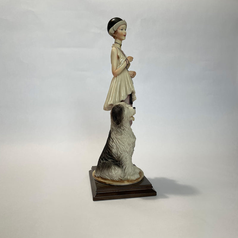 Auro Belcari porcelain art deco figure with sheepdog