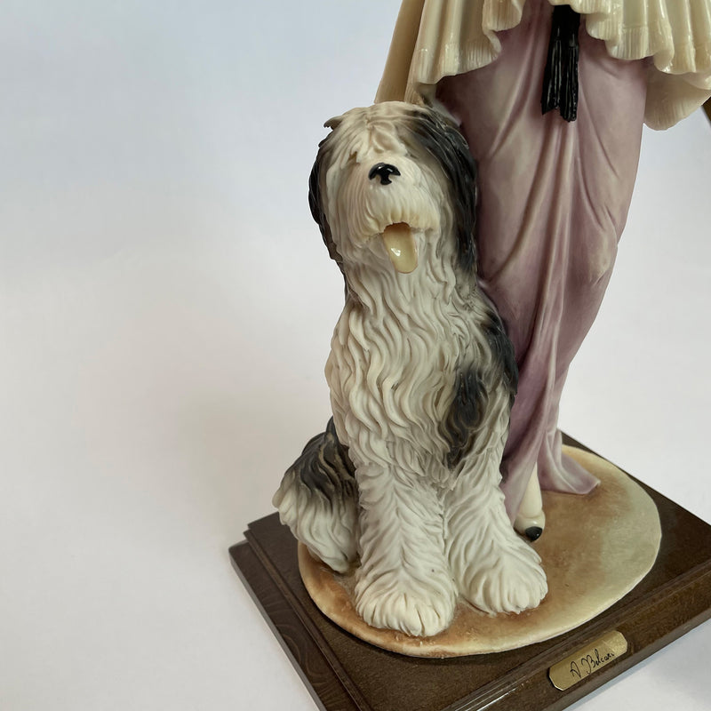 Auro Belcari porcelain art deco figure with sheepdog