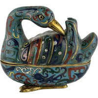 Antique Chinese Cloisonne Duck Trinket Box