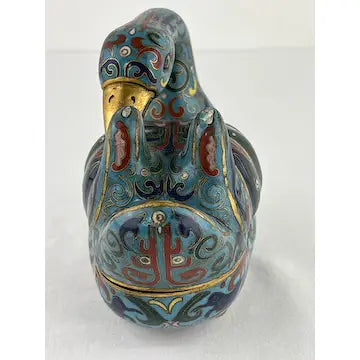 Antique Chinese Cloisonne Duck Trinket Box