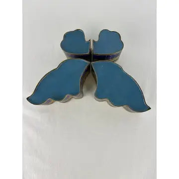 Vintage Chinese Cloisonne Four Piece Butterfly Trinket Box