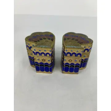 Vintage Chinese Cloisonne Four Piece Butterfly Trinket Box