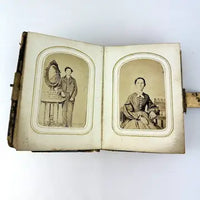 Civil War Era Photo Album Full of Tintypes and CDVs - 1 Photo of Tom Thumb and 1 Civil War Soldier