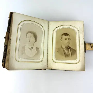 Civil War Era Photo Album Full of Tintypes and CDVs - 1 Photo of Tom Thumb and 1 Civil War Soldier