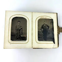 Civil War Era Photo Album Full of Tintypes and CDVs - 1 Photo of Tom Thumb and 1 Civil War Soldier