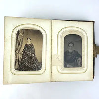 Civil War Era Photo Album Full of Tintypes and CDVs - 1 Photo of Tom Thumb and 1 Civil War Soldier