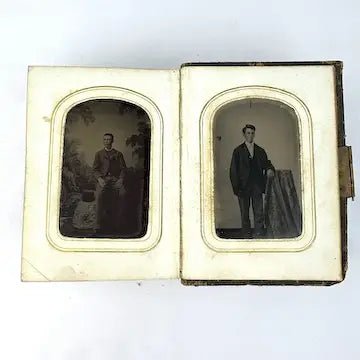 Civil War Era Photo Album Full of Tintypes and CDVs - 1 Photo of Tom Thumb and 1 Civil War Soldier