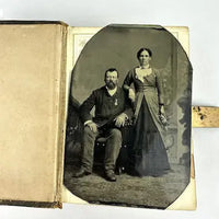 Civil War Era Photo Album Full of Tintypes and CDVs - 1 Photo of Tom Thumb and 1 Civil War Soldier