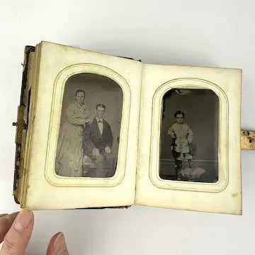 Civil War Era Photo Album Full of Tintypes and CDVs - 1 Photo of Tom Thumb and 1 Civil War Soldier