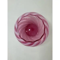 Cranberry Opalescent Reverse Swirl Art Glass Bowl